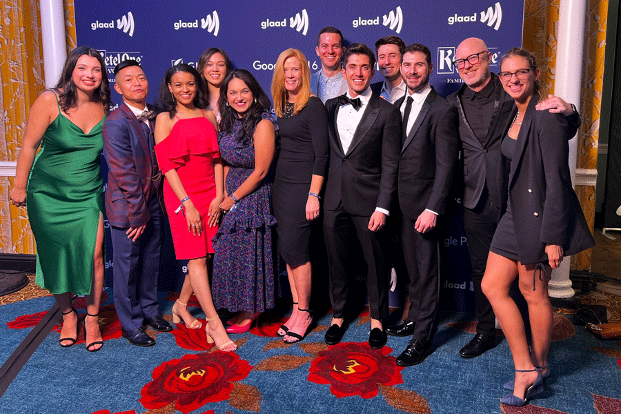 Members of the GGA team, in formal dress, at the GLAAD media awards.